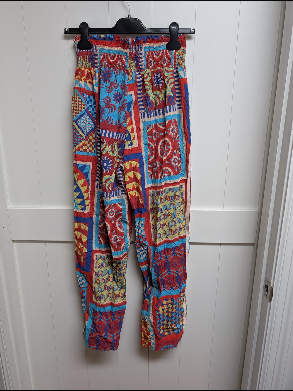 adidas Farm Rio Patchwork Wide-Leg Pants in Red & Turquoise, Medium - Picture 5 of 6